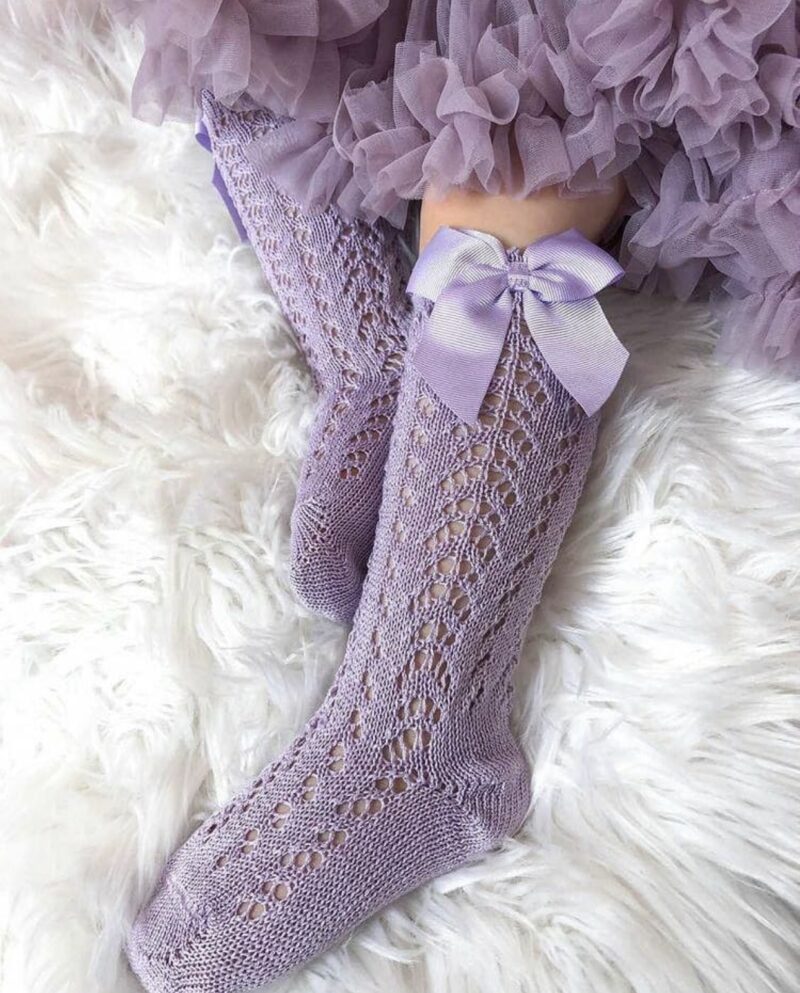 Șosete înalte mov din tricot Condor