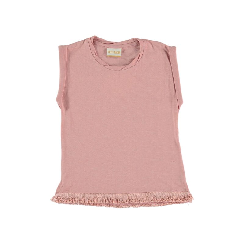 Tricou fete plamaniu cu franjuri Petit Bazar