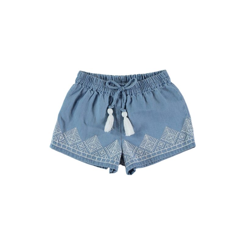 Pantaloni scurti albastri brodati Petit Bazar
