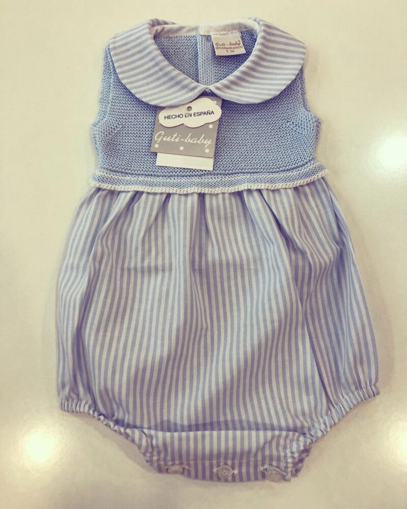 Salopetă albastră cu dungi și guleraș, Guti-Baby