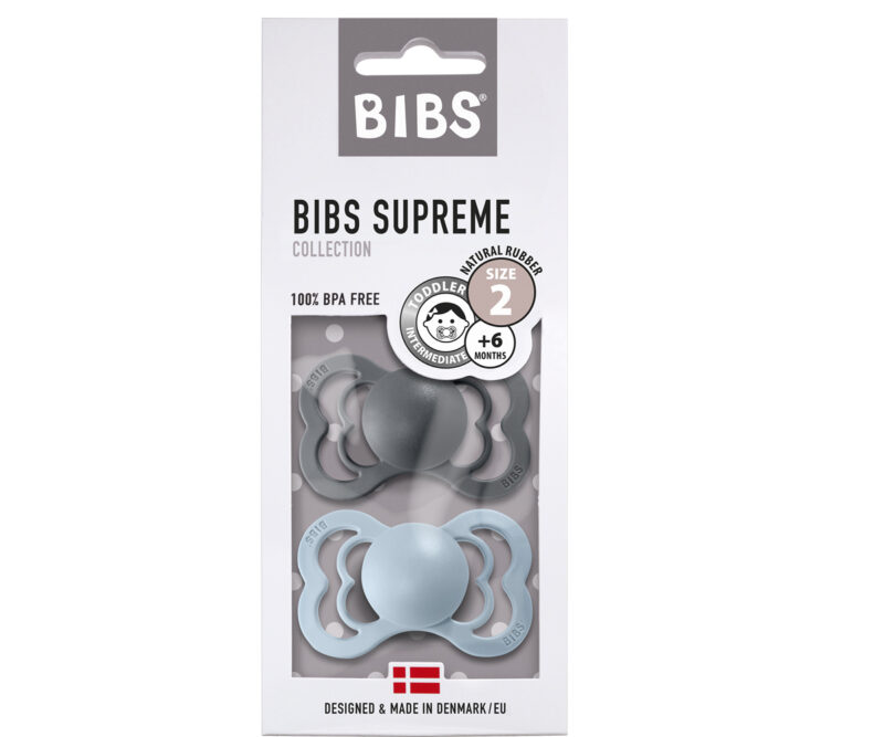 Set 2 suzete BIBS SUPREME cauciuc natural iron-baby blue - imagine 5
