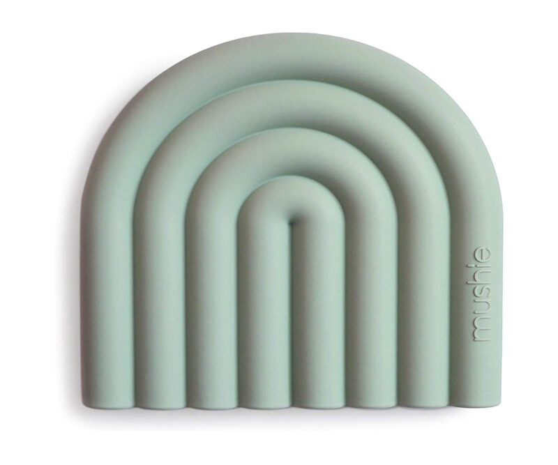 Jucarie dentiție Mushie rainbow cambridge blue