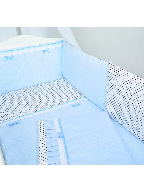 Set 3 piese lenjerie de pat+protecție sweet blue