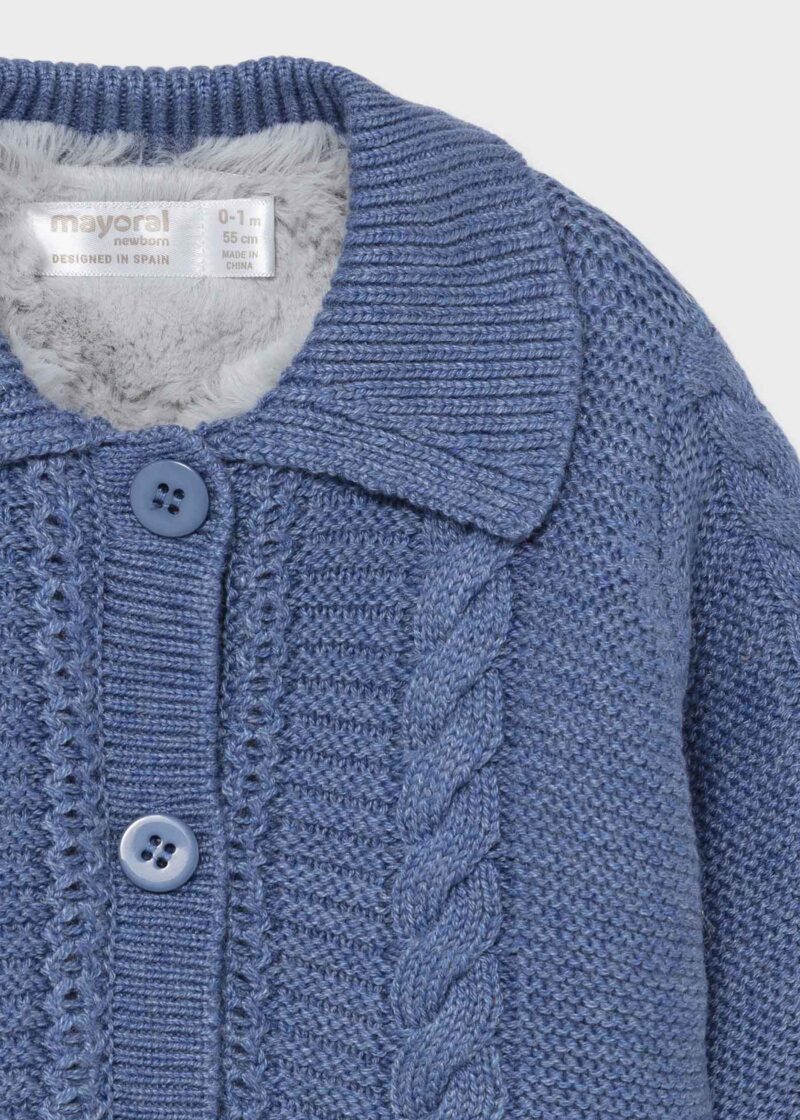 Cardigan albastru din tricot cu blăniță Mayoral - imagine 3