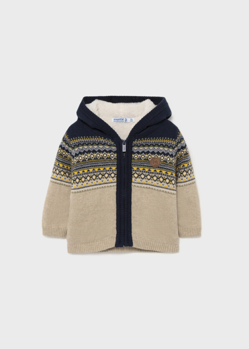 Jachetă crem din tricot cu glugă Mayoral - imagine 2