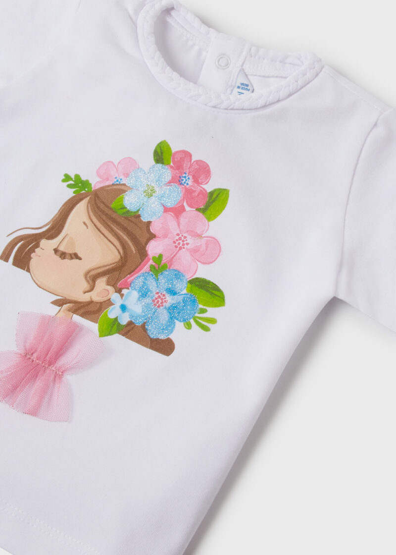 Tricou alb mânecă lungă bebe fetiță Mayoral - imagine 3
