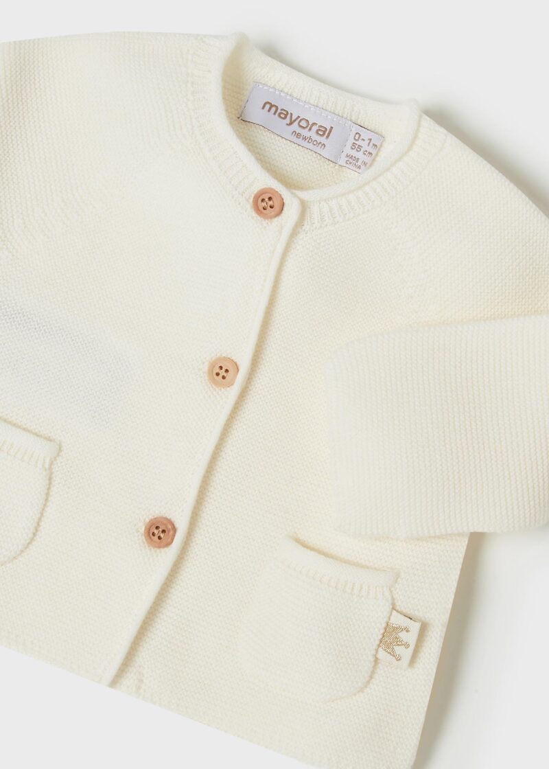 Cardigan lung și șosete ivory din tricot ECOFRIENDS new born fetițe Mayoral - imagine 5