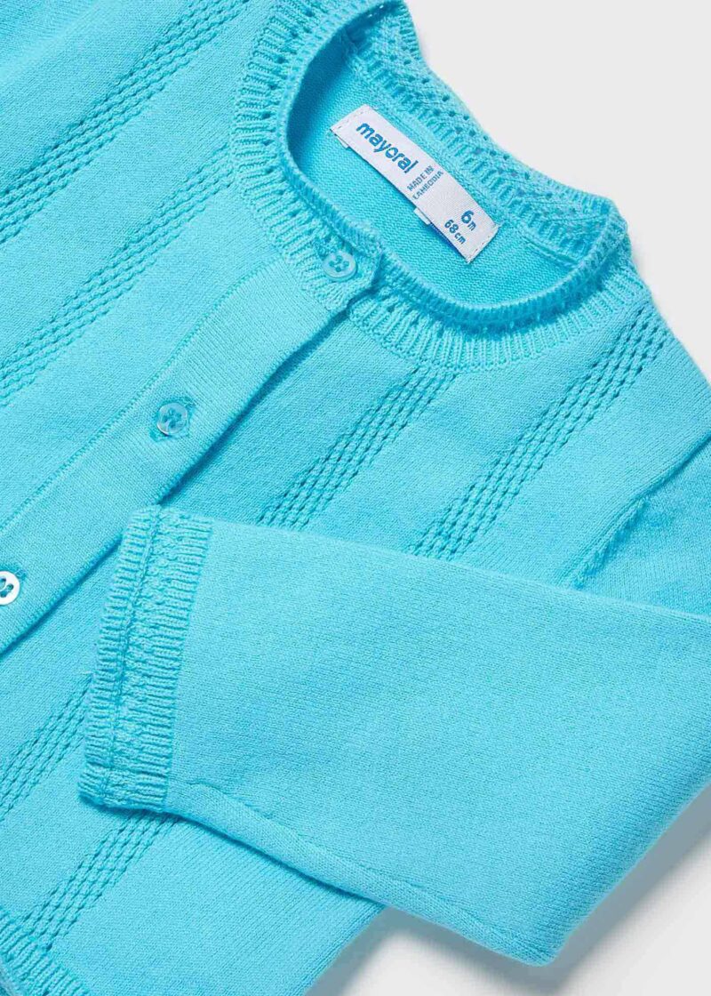 Cardigan turcoaz din tricot basic ECOFRIENDS bebe fetiță Mayoral - imagine 4