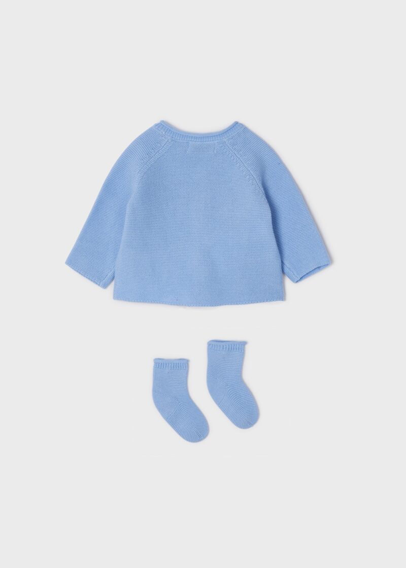 Cardigan lung și șosete dream blue din tricot ECOFRIENDS new born Mayoral - imagine 2