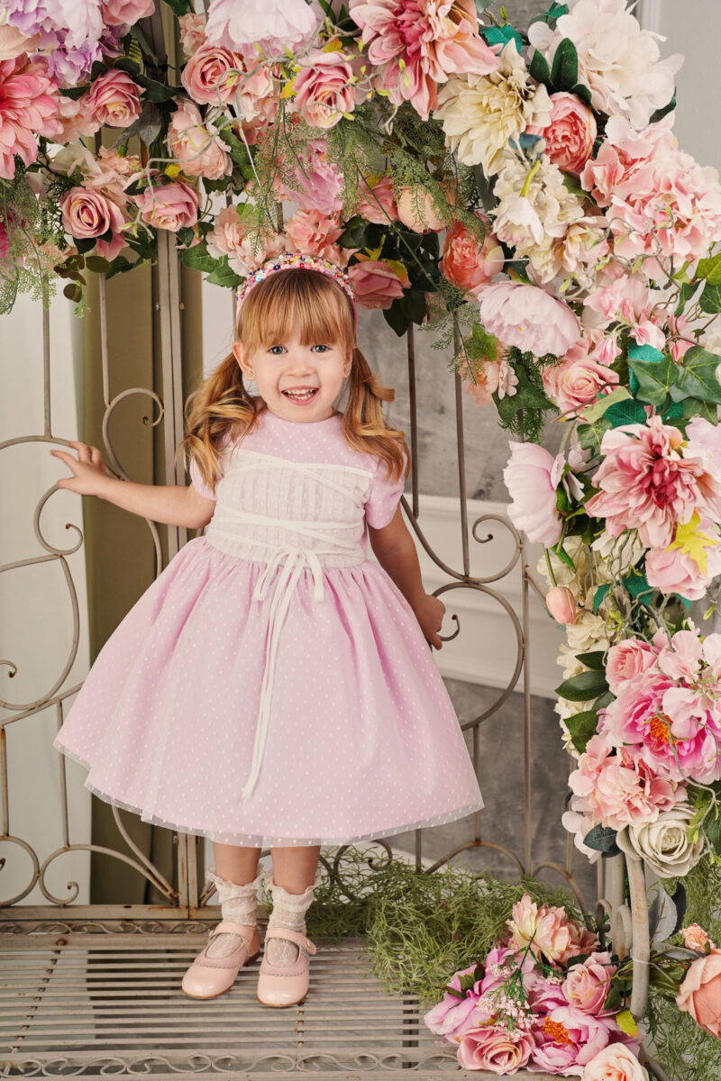 Rochie rosa din tulle cu buline Little Rose - imagine 2