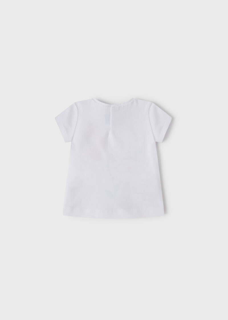 Tricou alb cu pisicuță mânecă scurtă ECOFRIENDS bebe fetiță Mayoral - imagine 2