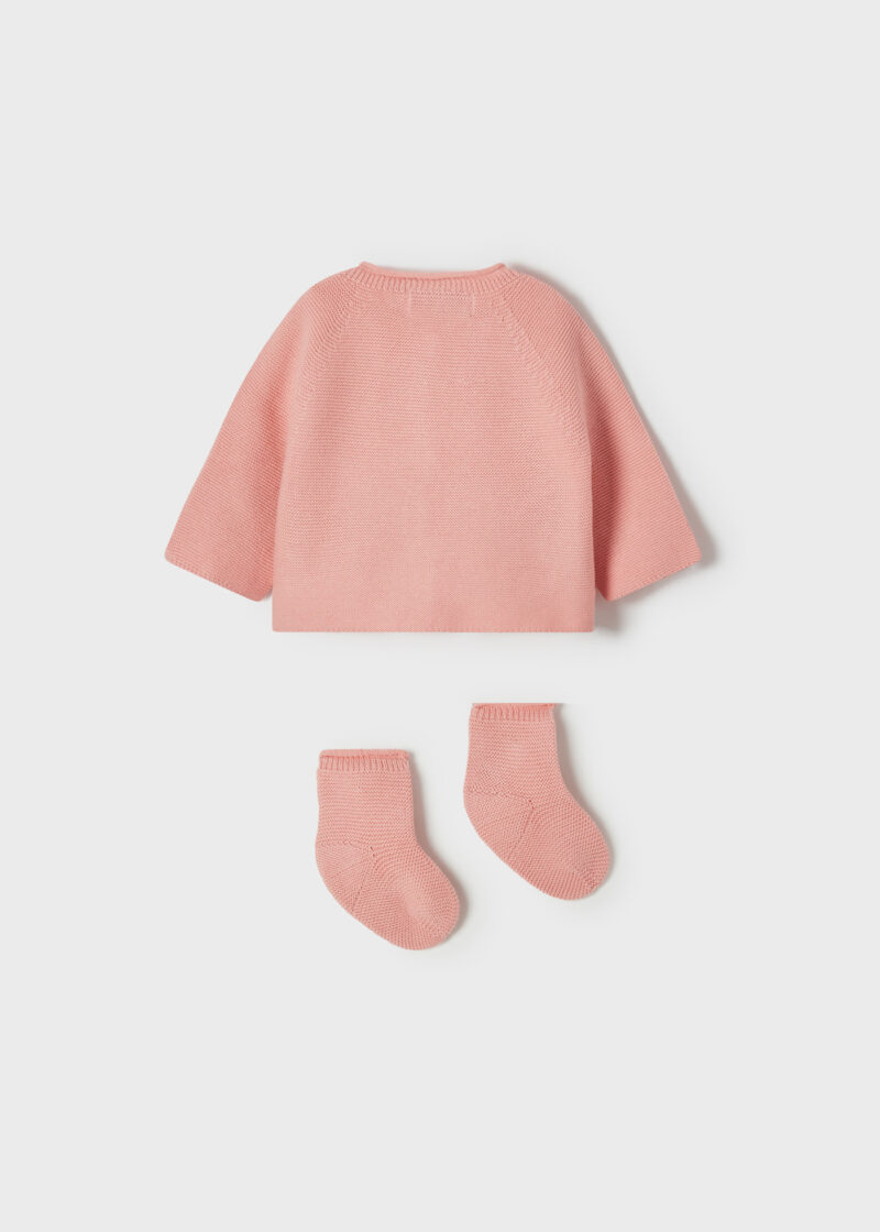 Cardigan lung și șosete blossom din tricot ECOFRIENDS new born fetițe Mayoral - imagine 2