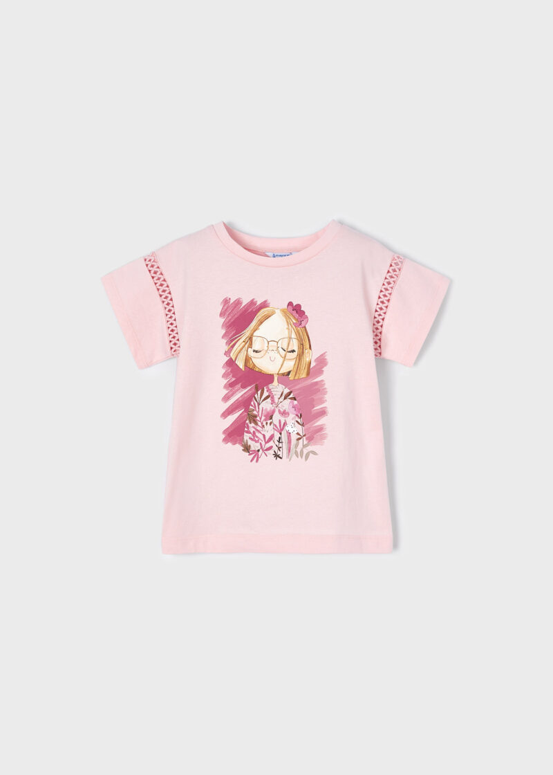 Tricou roz pudră mânecă scurtă păpușă ECOFRIENDS fetiță Mayoral - imagine 2