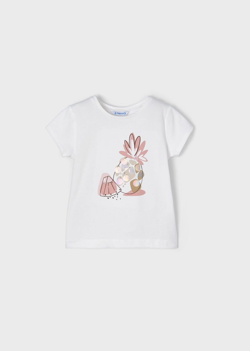 Tricou ivory mânecă scurtă ECOFRIENDS ananas fetiță Mayoral - imagine 2