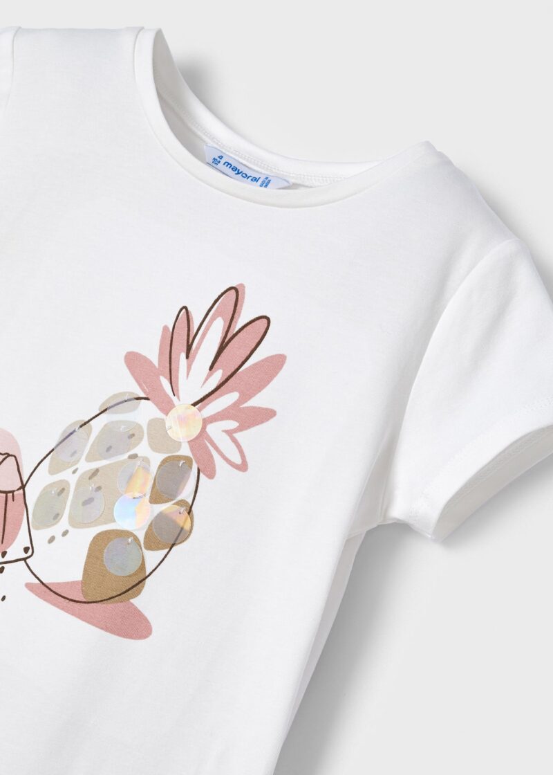 Tricou ivory mânecă scurtă ECOFRIENDS ananas fetiță Mayoral - imagine 4