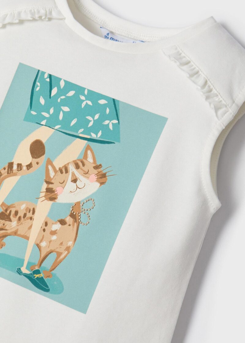 Tricou ivory grafică ECOFRIENDS fetiță Mayoral - imagine 3