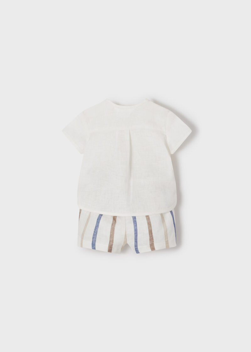 Set pantaloni scurți în dungi paris cu cămașă nou-născut băiat Mayoral - imagine 2