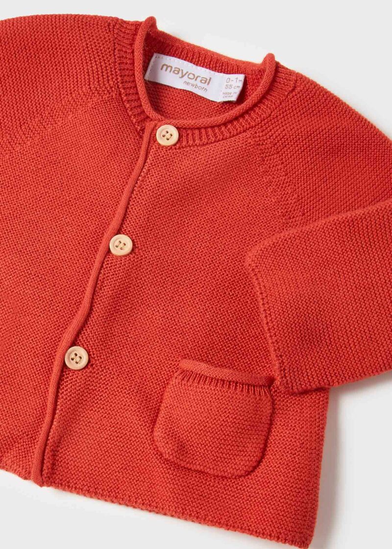 Cardigan lung și șosete papaya din tricot ECOFRIENDS new born Mayoral - imagine 3