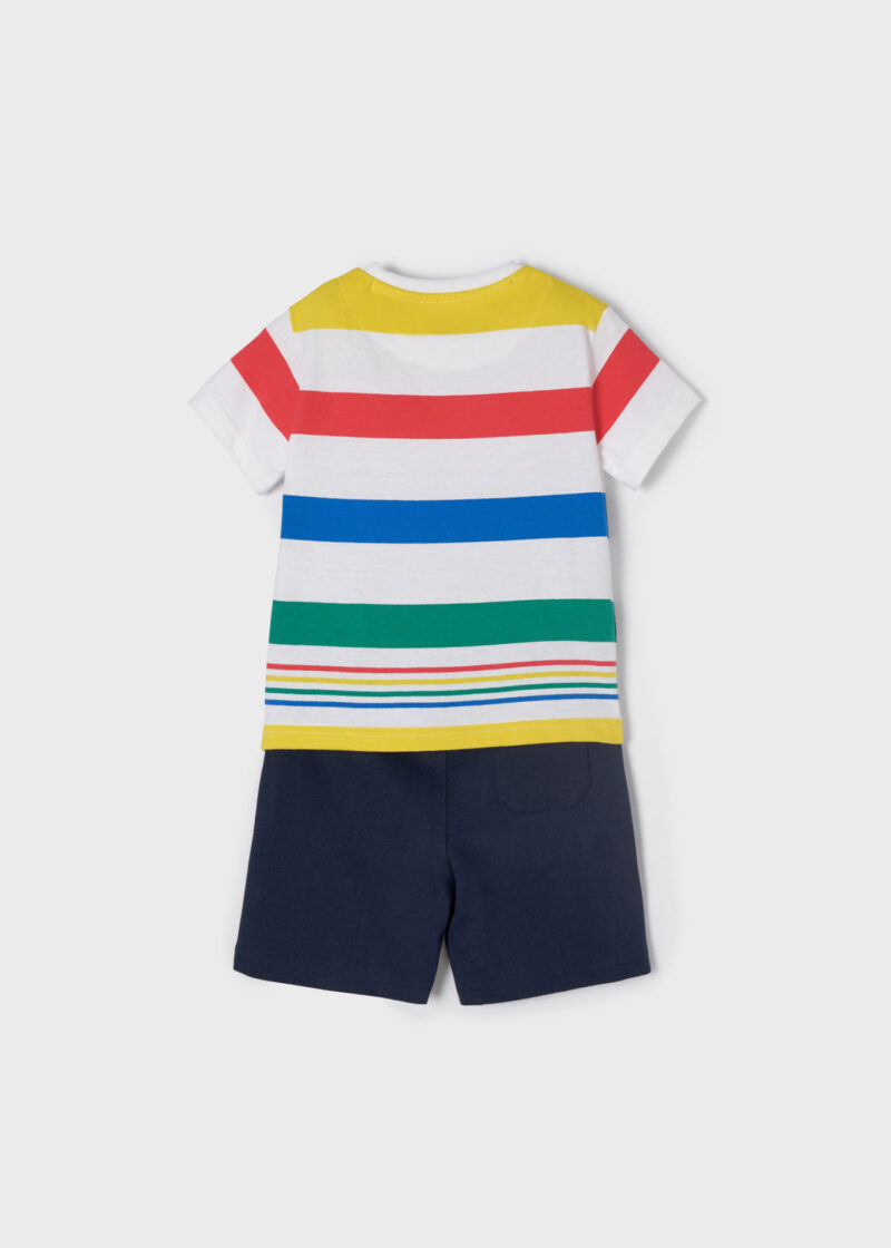 Set colorat în dungi cu pantaloni scurți băiat Mayoral - imagine 3