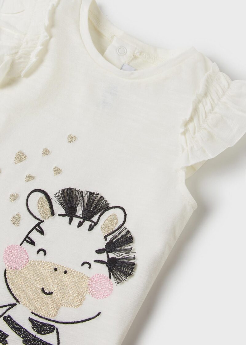 Tricou ivory mânecă scurtă imprimeu zebră ECOFRIENDS bebe fetiță Mayoral - imagine 3