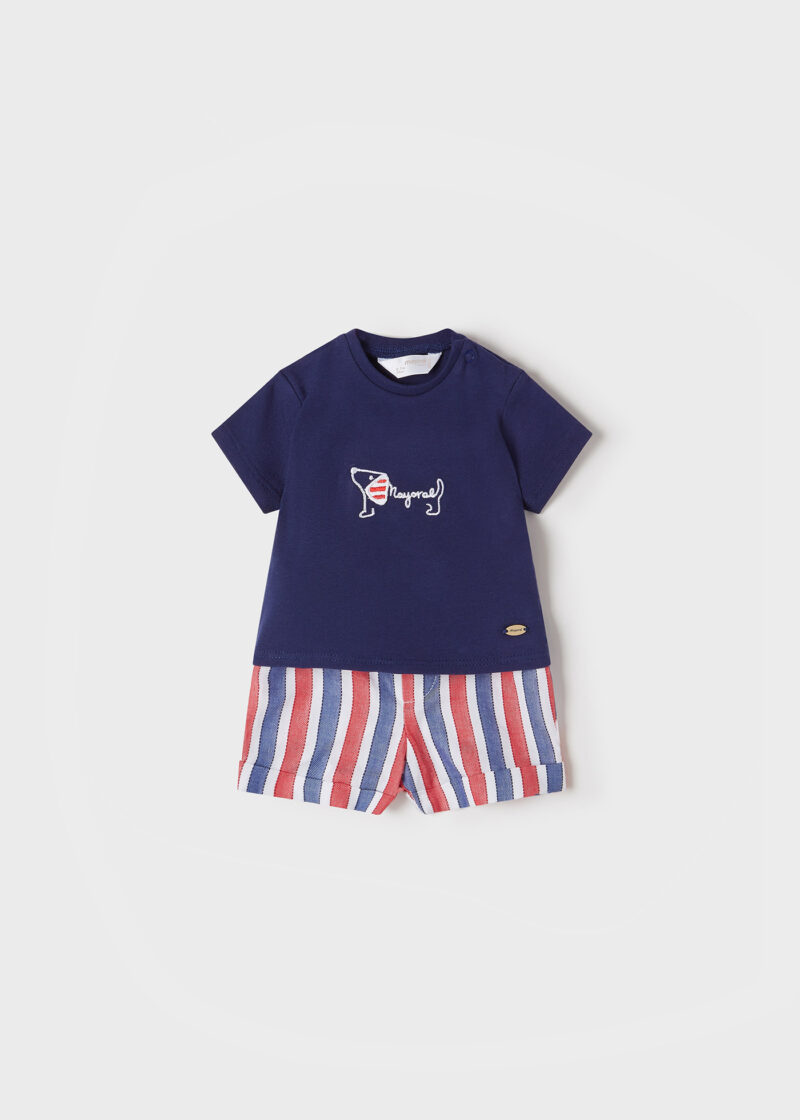Set pantaloni scurți dungi royal nou-născut băiat Mayoral - imagine 2