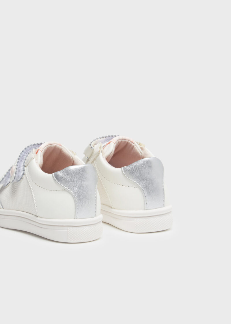 Pantofi sport albi cu roz vârf din piele bebe fetiță Mayoral - imagine 4
