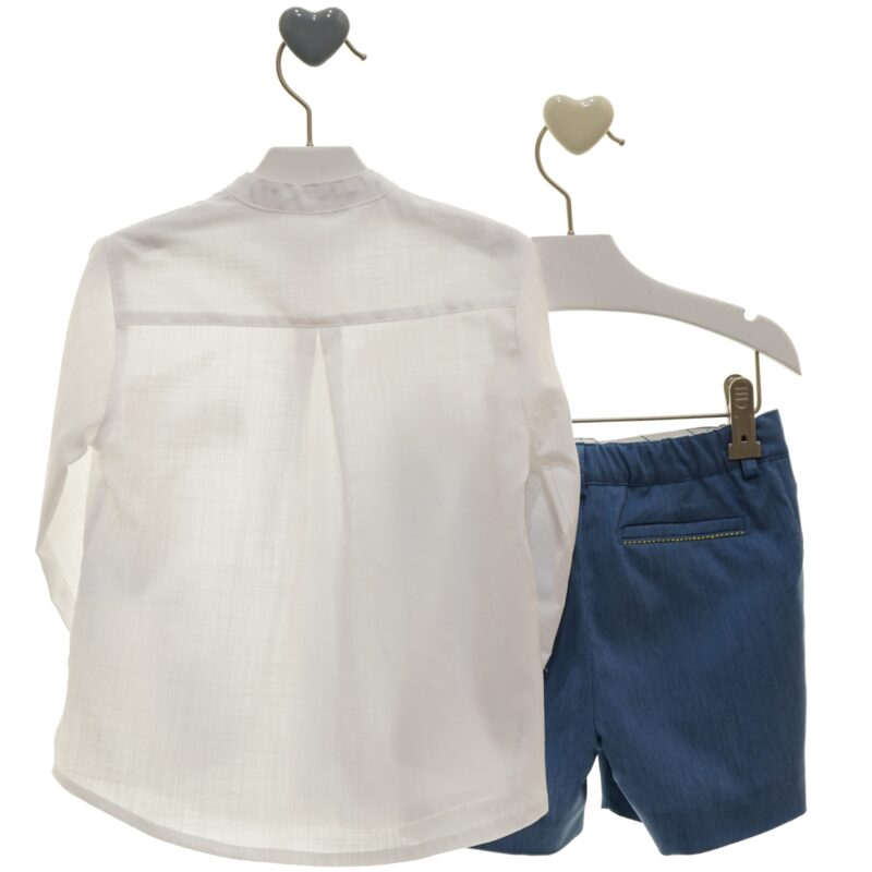 Compleu cămașă și pantaloni trei sferturi 100% bumbac denim Lazarillo - imagine 3