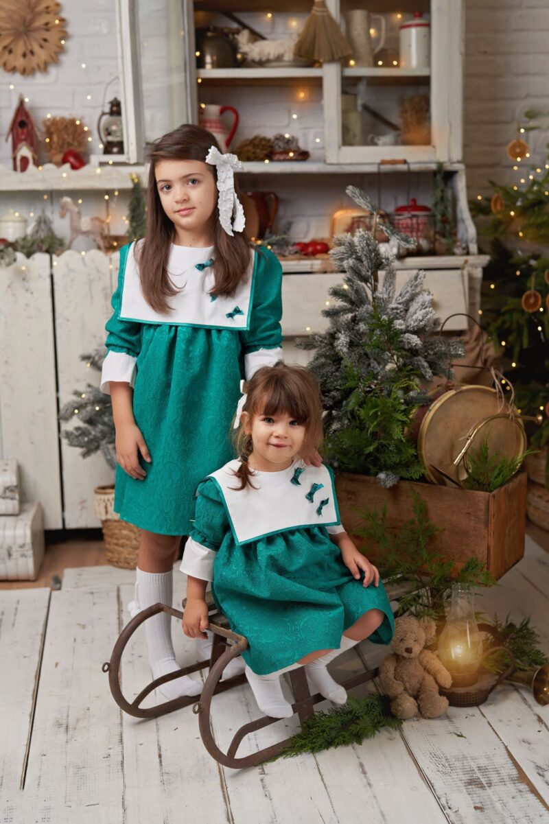 Rochie brocard verde Anna,Little Rose