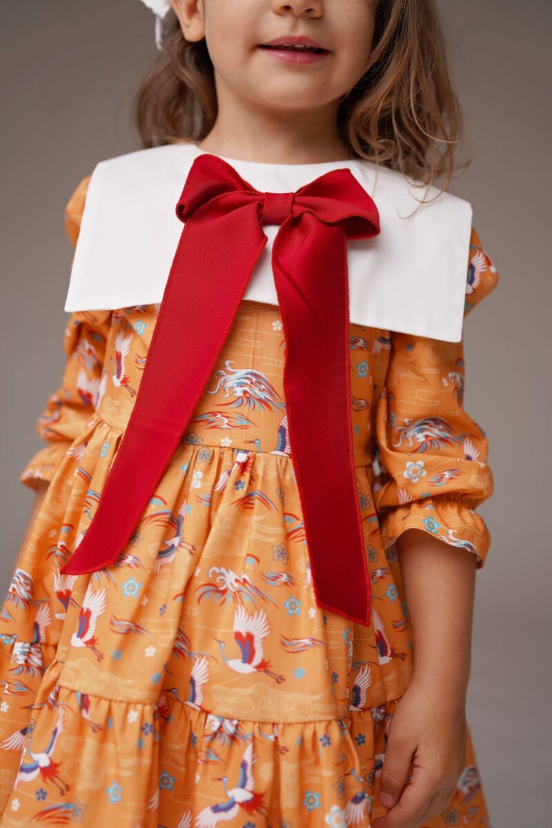Rochiță din bumbac cu guler Red-White, Little Rose - imagine 3