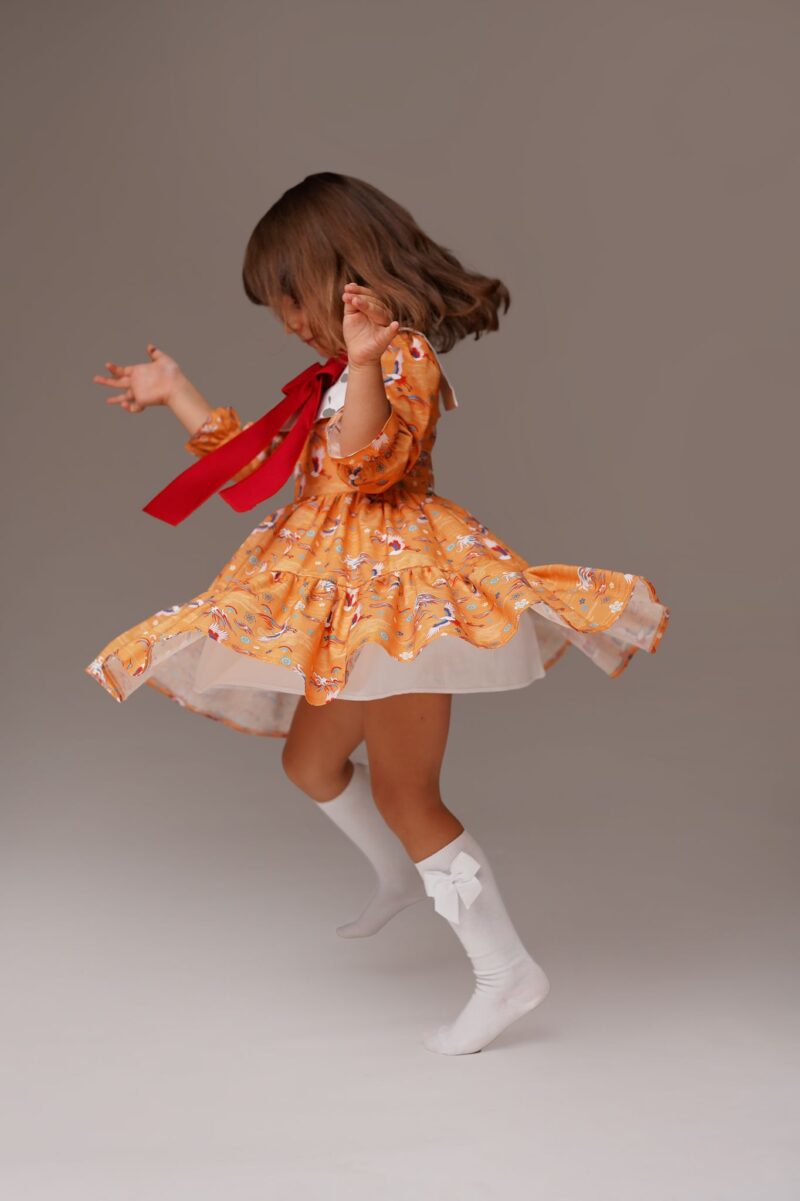 Rochiță din bumbac cu guler Red-White, Little Rose - imagine 4