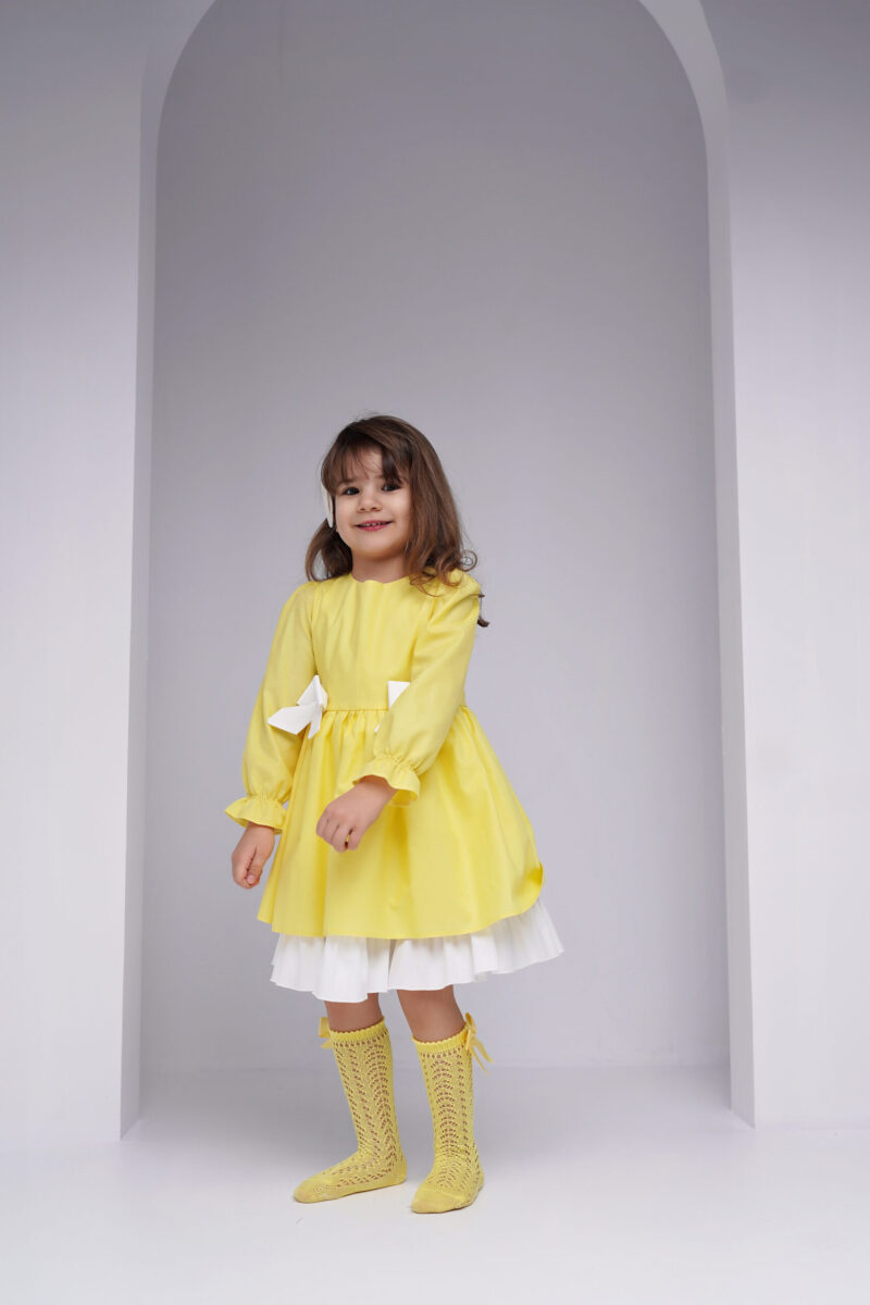 Rochie Yellow Cotton ,Little Rose - imagine 2