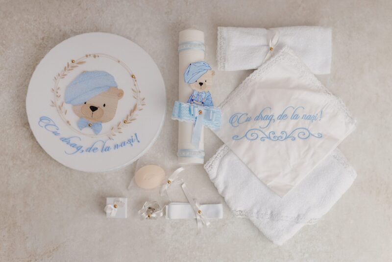Trusou pentru botez Bear Blue,Premium - imagine 2
