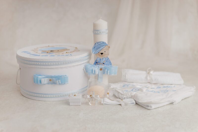 Trusou pentru botez Bear Blue,Premium - imagine 3