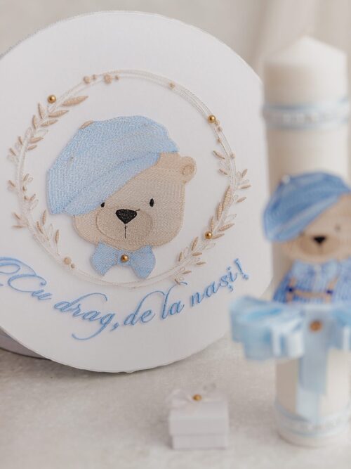 Trusou pentru botez Bear Blue,Premium