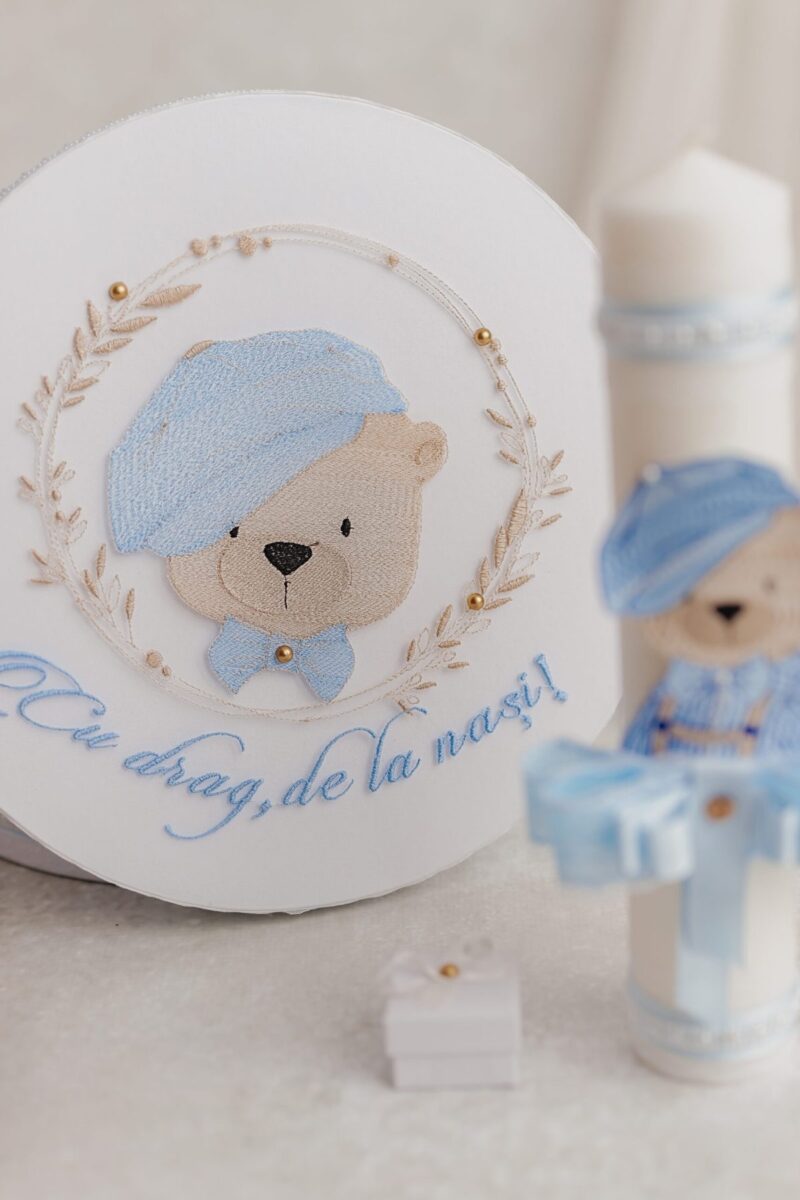 Trusou pentru botez Bear Blue,Premium