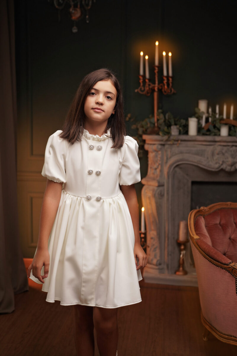 Rochie Chantal white ,Little Rose - imagine 4
