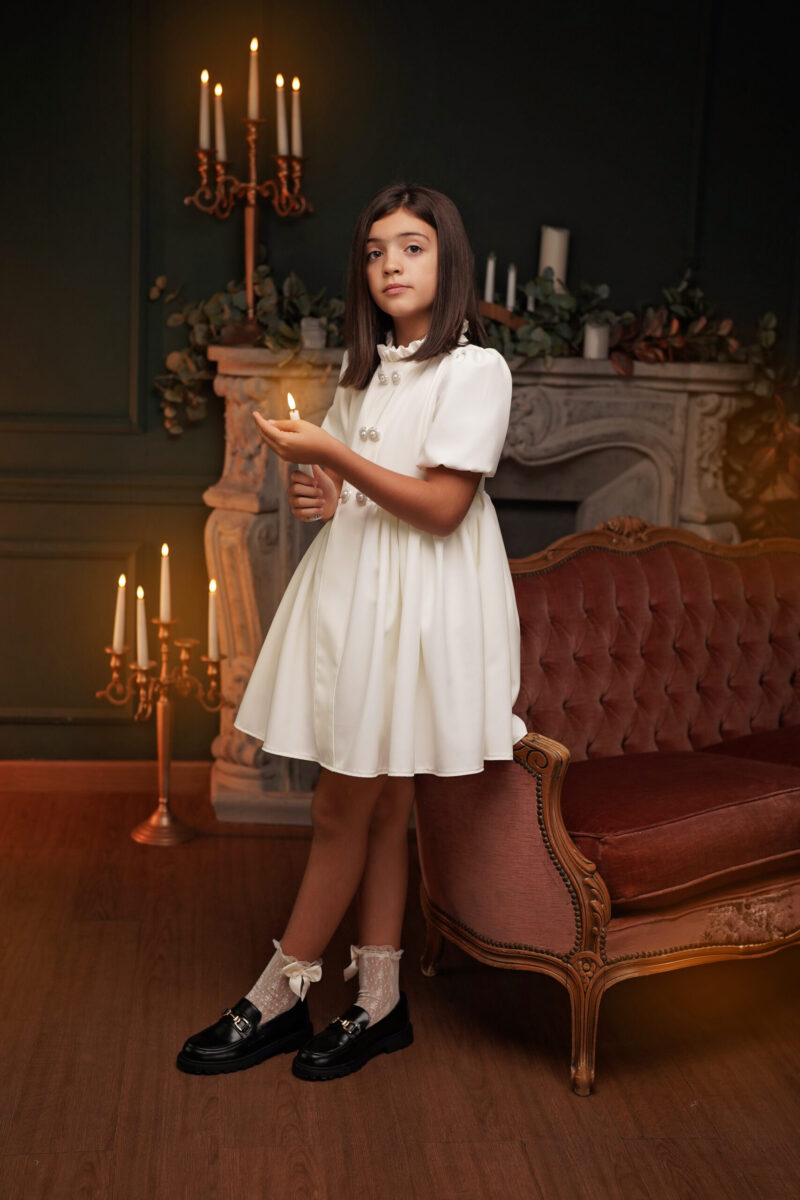 Rochie Chantal white ,Little Rose