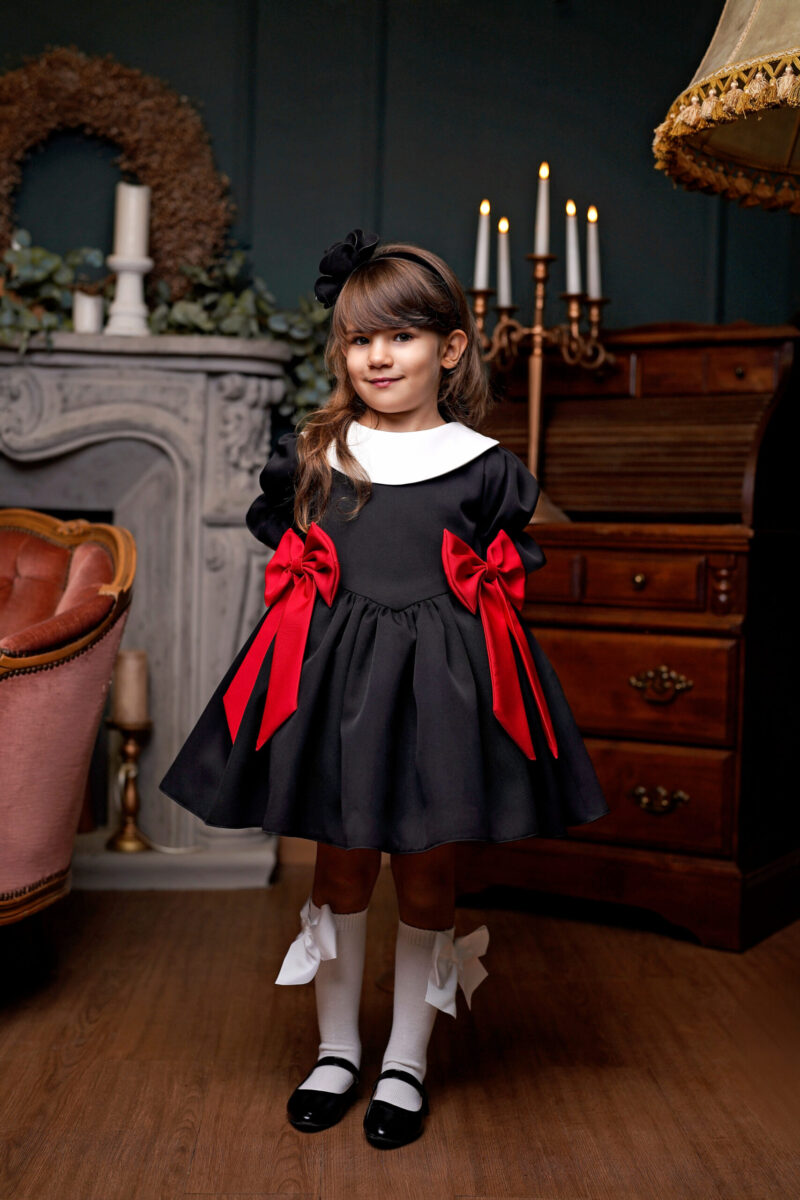 Rochie Velvet Black, Little Rose - imagine 2