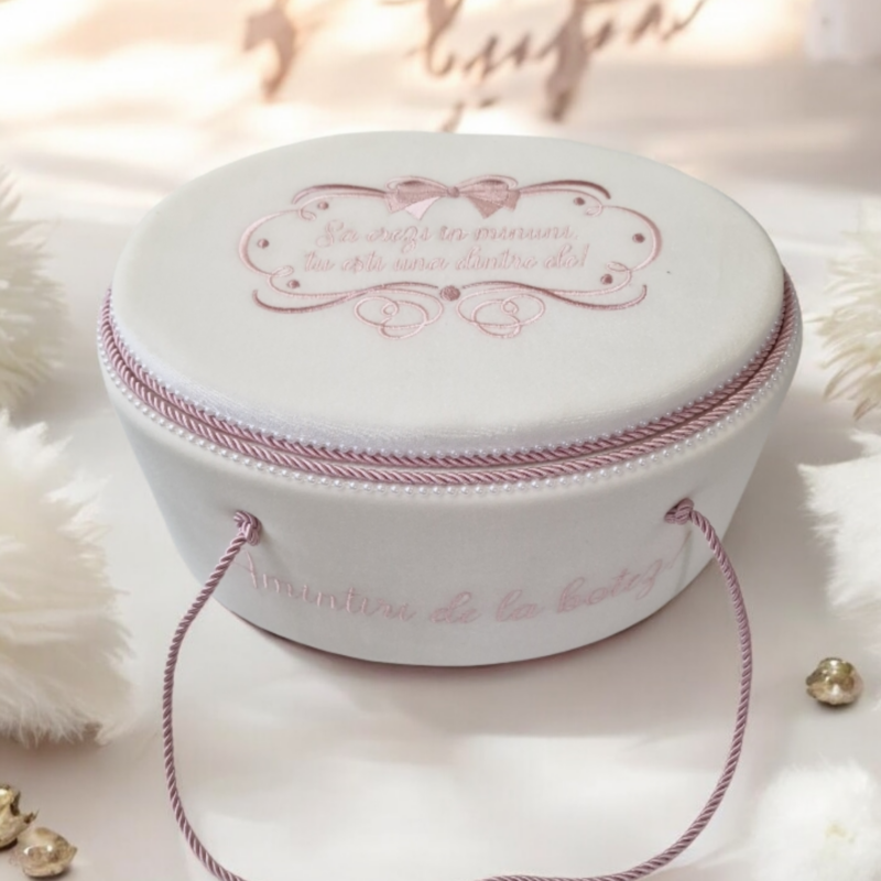 Trusou Botez Fetițe cu Fundiță Roz | Set Complet pentru Bebe - imagine 2