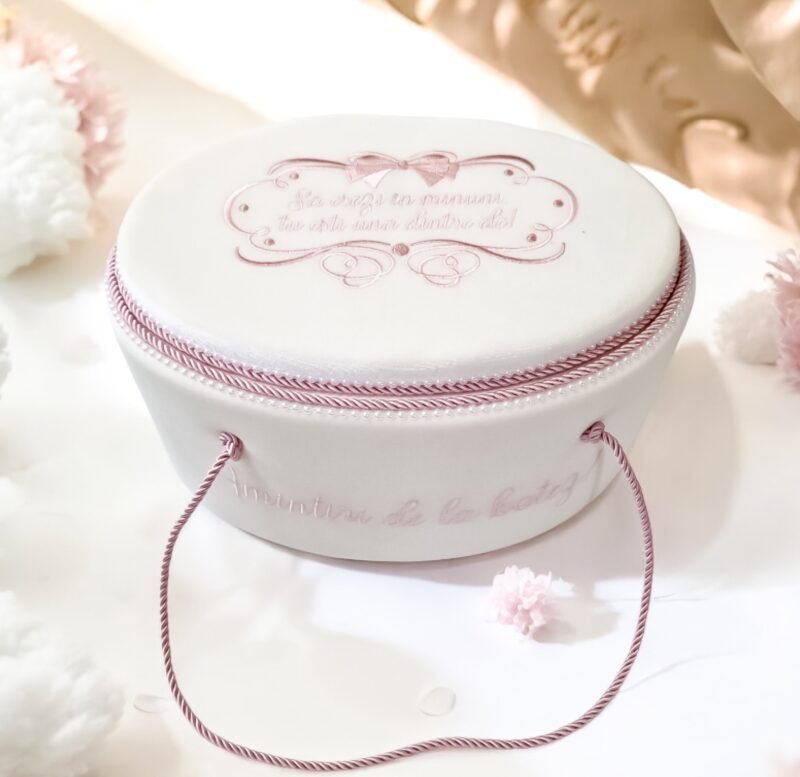 Trusou Botez Fetițe cu Fundiță Roz | Set Complet pentru Bebe