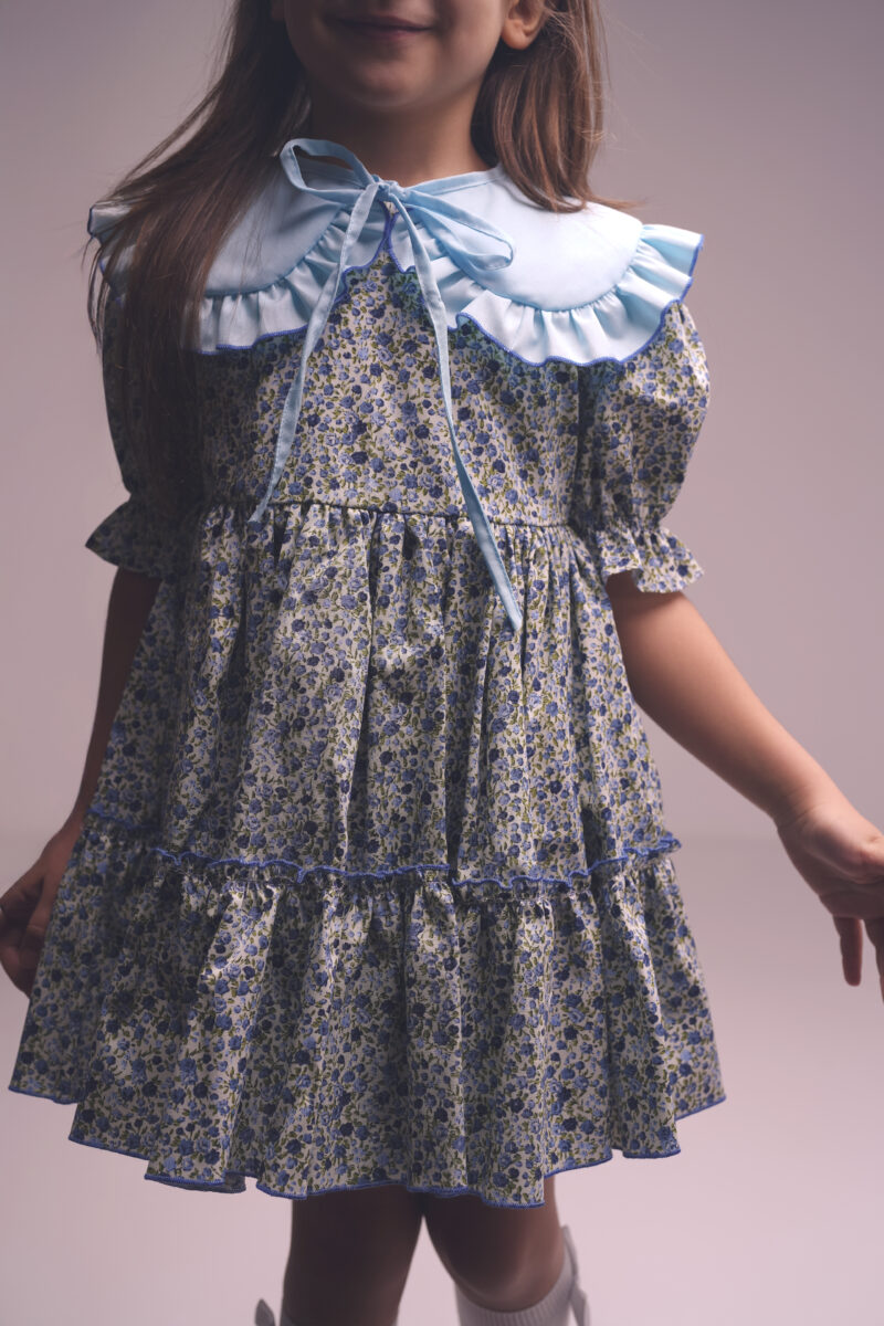 Rochie bumbac Flowers Blue,Little Rose - imagine 3