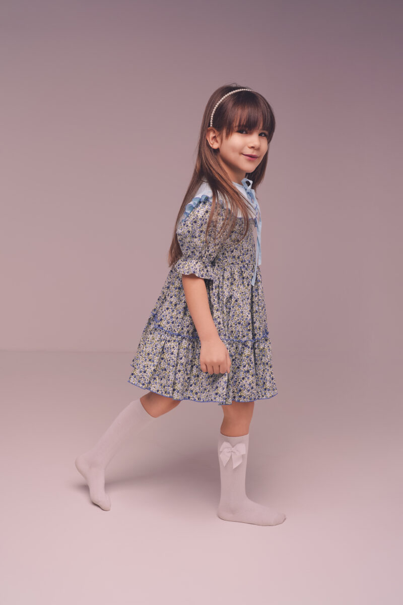 Rochie bumbac Flowers Blue,Little Rose - imagine 2