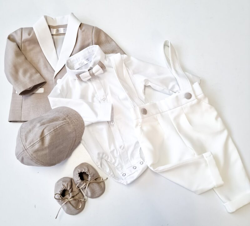 Costumas Ceremonie Botez,Bej-White - imagine 2