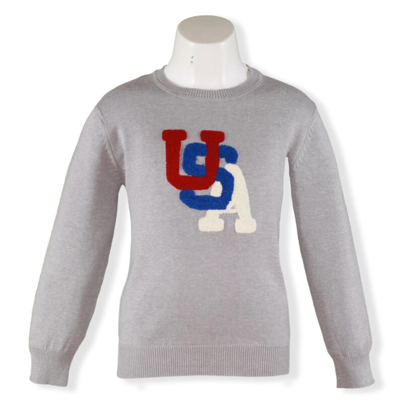Bluza pentru baieri gri cu maneci lungi si model USA