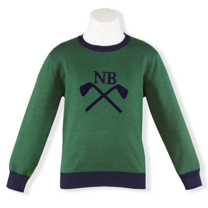 Bluza verde cu maneca lunga pentru baietei cu model NB hockey