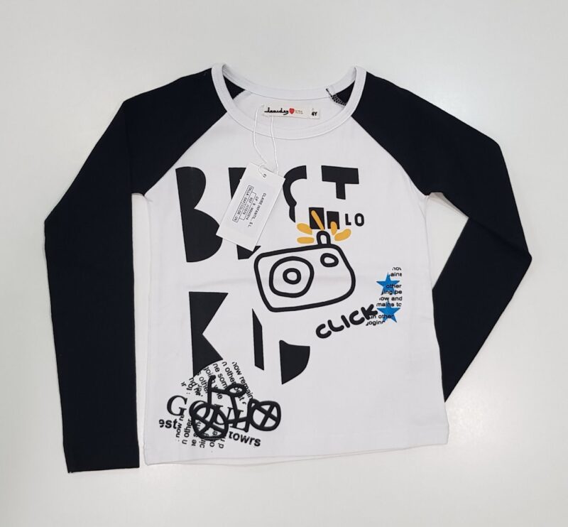 Bluza alb negru cu model news