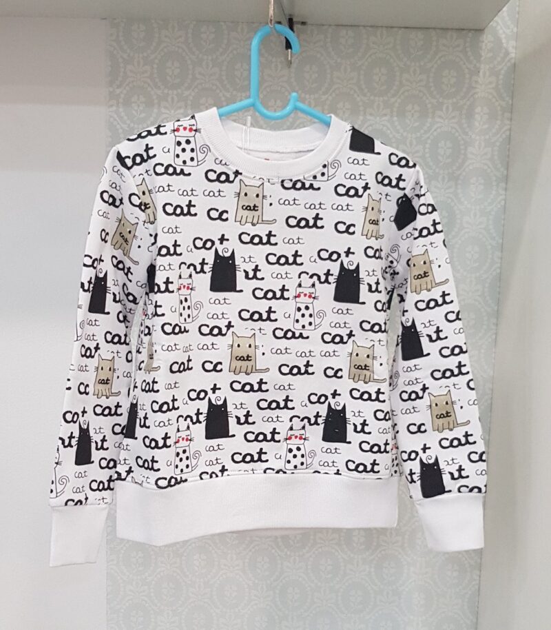 Bluza alba cu pisici