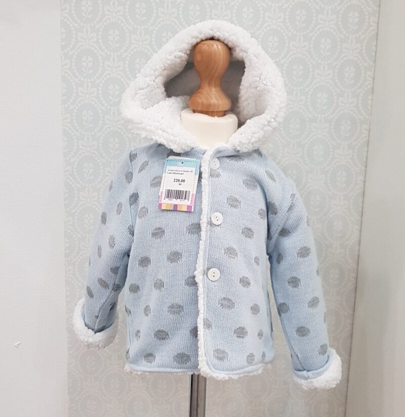 Jacheta tricot albastra cu blanita
