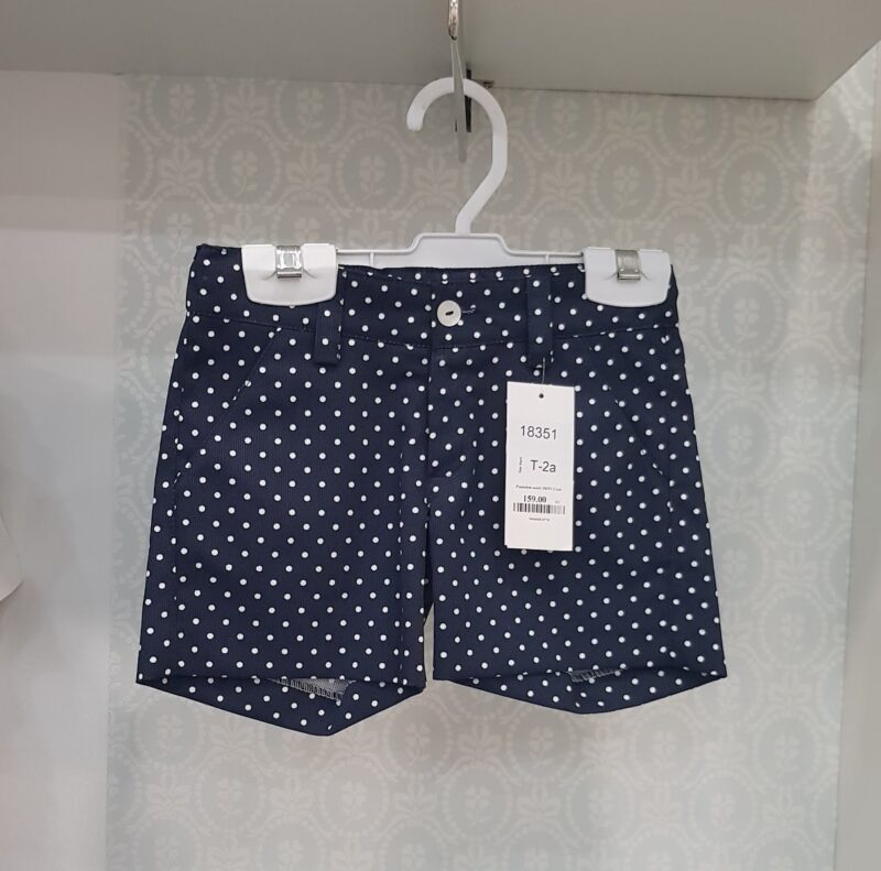 Pantaloni scurti bleumarin cu buline albe pentru baietei